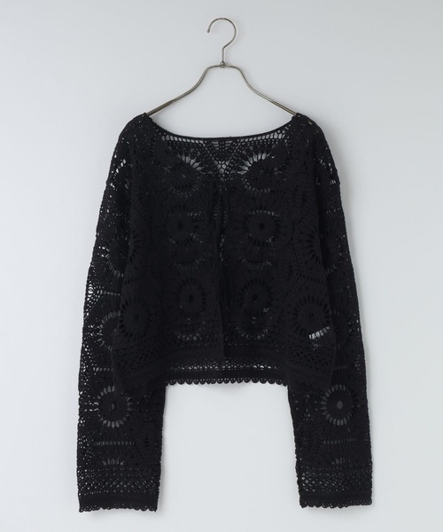 LOWRYS FARM(ローリーズファーム)の「クロシェニットカーディガン 644667(カーディガン/ボレロ・レディース・アイボリー/イエロー/ブラック・FREE)」の2枚目の写真