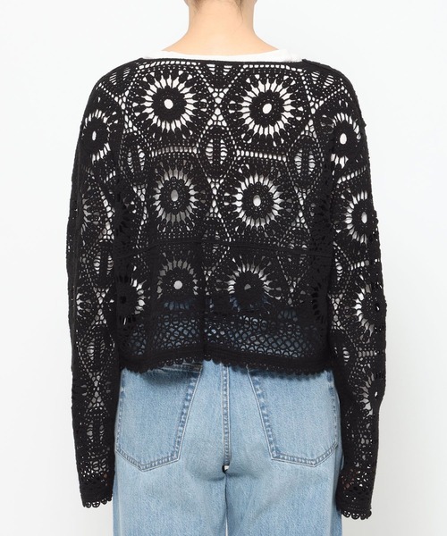 LOWRYS FARM(ローリーズファーム)の「クロシェニットカーディガン 644667(カーディガン/ボレロ・レディース・アイボリー/イエロー/ブラック・FREE)」の12枚目の写真