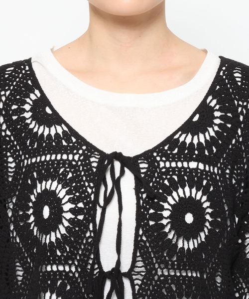 LOWRYS FARM(ローリーズファーム)の「クロシェニットカーディガン 644667(カーディガン/ボレロ・レディース・アイボリー/イエロー/ブラック・FREE)」の14枚目の写真