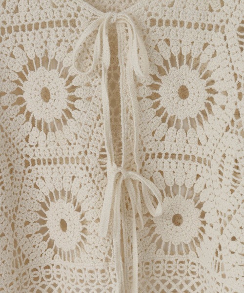 LOWRYS FARM(ローリーズファーム)の「クロシェニットカーディガン 644667(カーディガン/ボレロ・レディース・アイボリー/イエロー/ブラック・FREE)」の8枚目の写真