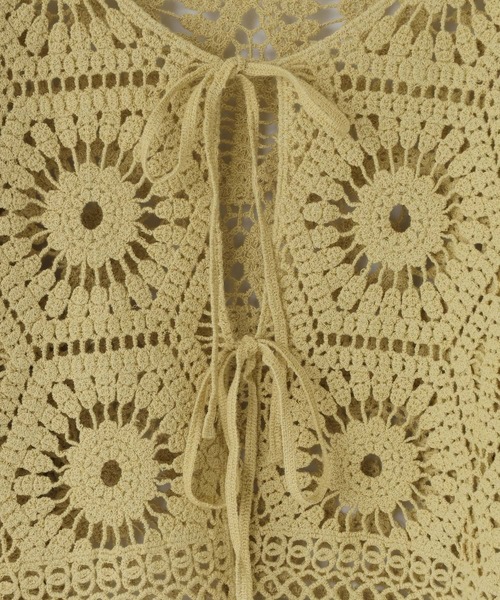 LOWRYS FARM(ローリーズファーム)の「クロシェニットカーディガン 644667(カーディガン/ボレロ・レディース・アイボリー/イエロー/ブラック・FREE)」の9枚目の写真