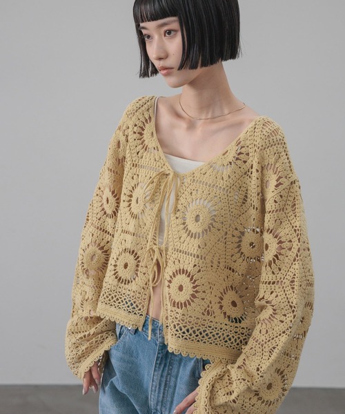 LOWRYS FARM(ローリーズファーム)の「クロシェニットカーディガン 644667(カーディガン/ボレロ・レディース・アイボリー/イエロー/ブラック・FREE)」の19枚目の写真