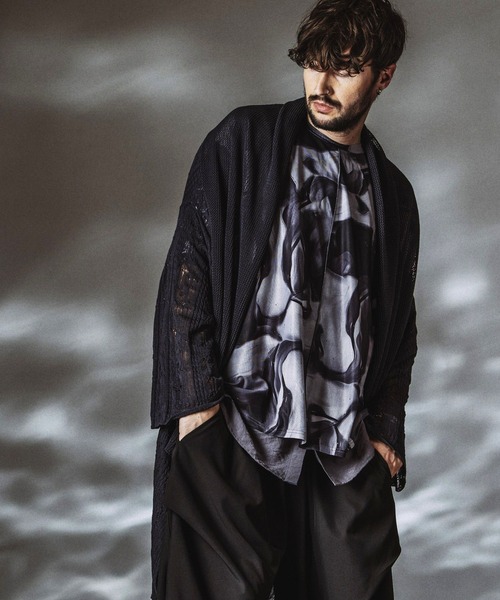 NO ID.（ノーアイディ）の「【NO ID.】2way Openwork Knit Gown / 2ウェイ オープンワーク ニットガウン（カーディガン/ボレロ・メンズ・ブラック/グレー・ONE SIZE）」の13枚目の写真
