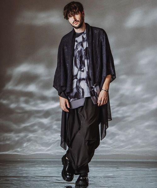 NO ID.（ノーアイディ）の「【NO ID.】2way Openwork Knit Gown / 2ウェイ オープンワーク ニットガウン（カーディガン/ボレロ・メンズ・ブラック/グレー・ONE SIZE）」の17枚目の写真