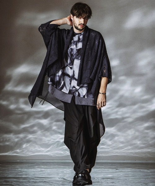 NO ID.（ノーアイディ）の「【NO ID.】2way Openwork Knit Gown / 2ウェイ オープンワーク ニットガウン（カーディガン/ボレロ・メンズ・ブラック/グレー・ONE SIZE）」の18枚目の写真