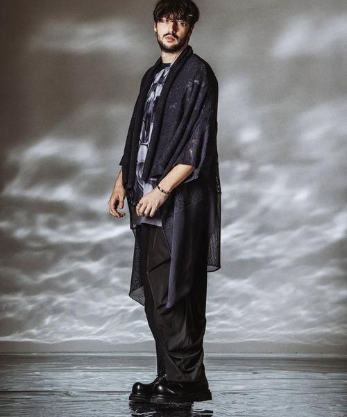 NO ID.（ノーアイディ）の「【NO ID.】2way Openwork Knit Gown / 2ウェイ オープンワーク ニットガウン（カーディガン/ボレロ・メンズ・ブラック/グレー・ONE SIZE）」の19枚目の写真