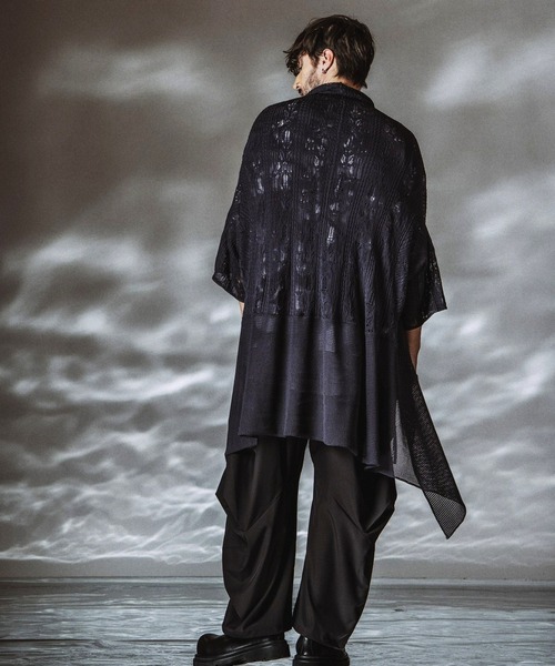 NO ID.（ノーアイディ）の「【NO ID.】2way Openwork Knit Gown / 2ウェイ オープンワーク ニットガウン（カーディガン/ボレロ・メンズ・ブラック/グレー・ONE SIZE）」の21枚目の写真