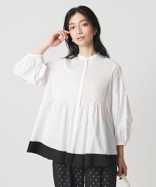 UNITED ARROWS(ユナイテッドアローズ)の「ピンタック バンドカラー ブラウス(シャツ/ブラウス・レディース・ライトピンク/ホワイト/ネイビー・FREE)」の5枚目の写真