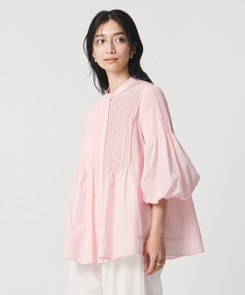 UNITED ARROWS(ユナイテッドアローズ)の「ピンタック バンドカラー ブラウス(シャツ/ブラウス・レディース・ライトピンク/ホワイト/ネイビー・FREE)」の9枚目の写真