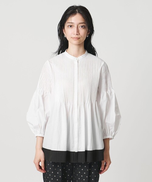 UNITED ARROWS(ユナイテッドアローズ)の「ピンタック バンドカラー ブラウス(シャツ/ブラウス・レディース・ライトピンク/ホワイト/ネイビー・FREE)」の16枚目の写真