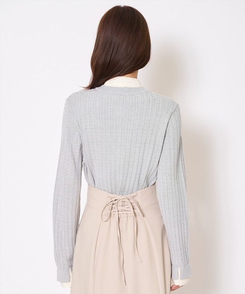 AND COUTURE(アンドクチュール)の「ボウタイニットプルオーバー(ニット/セーター・レディース・ネイビー/ライトグレー/アイボリー・FREE)」の4枚目の写真