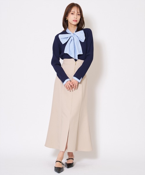 AND COUTURE(アンドクチュール)の「ボウタイニットプルオーバー(ニット/セーター・レディース・ネイビー/ライトグレー/アイボリー・FREE)」の14枚目の写真