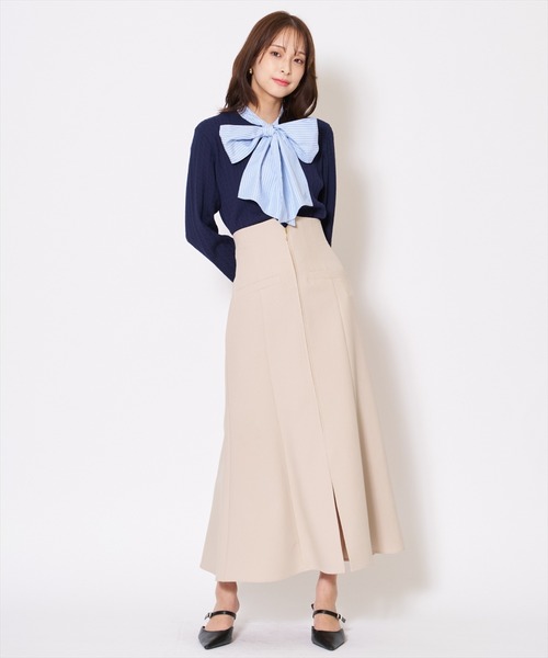 AND COUTURE(アンドクチュール)の「ボウタイニットプルオーバー(ニット/セーター・レディース・ネイビー/ライトグレー/アイボリー・FREE)」の15枚目の写真