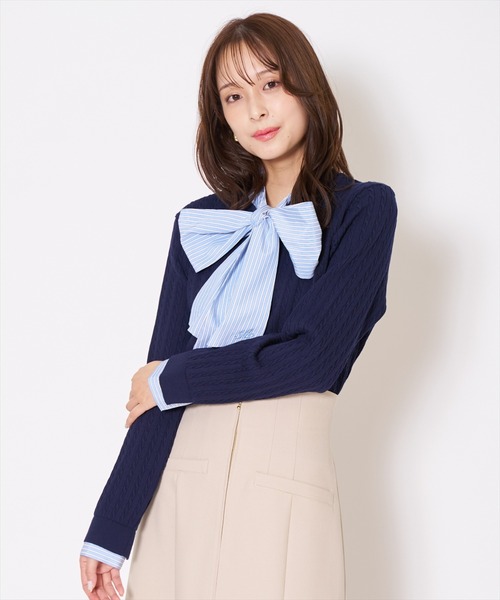 AND COUTURE(アンドクチュール)の「ボウタイニットプルオーバー(ニット/セーター・レディース・ネイビー/ライトグレー/アイボリー・FREE)」の16枚目の写真