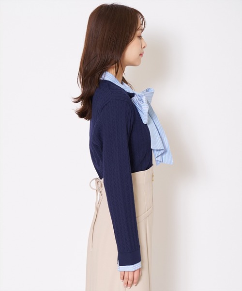 AND COUTURE(アンドクチュール)の「ボウタイニットプルオーバー(ニット/セーター・レディース・ネイビー/ライトグレー/アイボリー・FREE)」の17枚目の写真