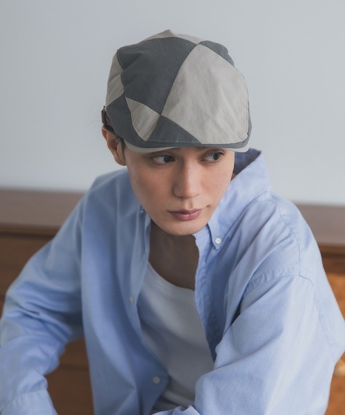 polcadot(ポルカドット)の「ナイロン パッチワーク ハンチング / 切替デザイン サイズ調整可(ハンチング/ベレー帽・メンズ・ベージュ/ネイビー/ブラック・FREE)」の8枚目の写真