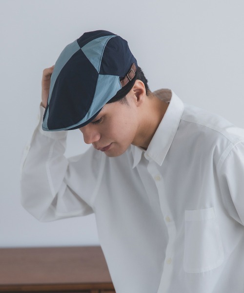 polcadot(ポルカドット)の「ナイロン パッチワーク ハンチング / 切替デザイン サイズ調整可(ハンチング/ベレー帽・メンズ・ベージュ/ネイビー/ブラック・FREE)」の14枚目の写真