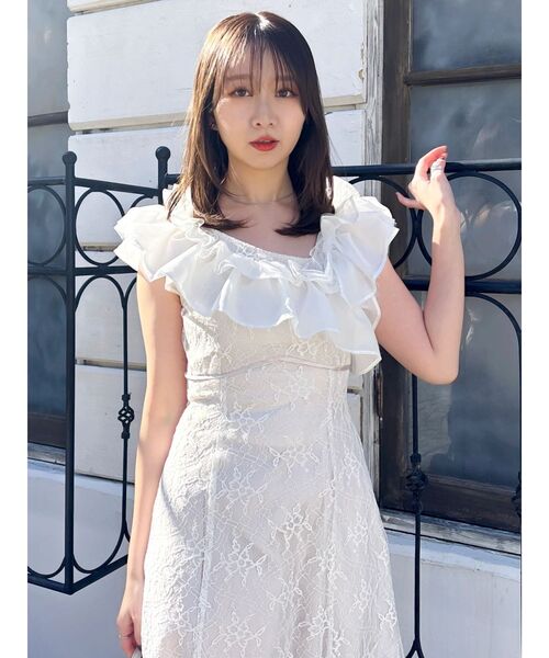 dazzlin(ダズリン)の「クロスフリルマーメイドドレス(ドレス・レディース・アイボリー/ブルー・MEDIUM/SMALL)」の11枚目の写真