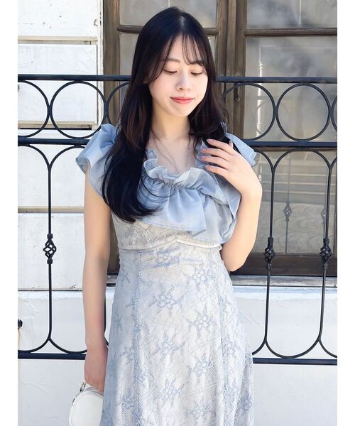 dazzlin(ダズリン)の「クロスフリルマーメイドドレス(ドレス・レディース・アイボリー/ブルー・MEDIUM/SMALL)」の16枚目の写真