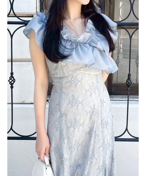 dazzlin(ダズリン)の「クロスフリルマーメイドドレス(ドレス・レディース・アイボリー/ブルー・MEDIUM/SMALL)」の18枚目の写真