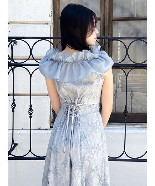 dazzlin(ダズリン)の「クロスフリルマーメイドドレス(ドレス・レディース・アイボリー/ブルー・MEDIUM/SMALL)」の19枚目の写真