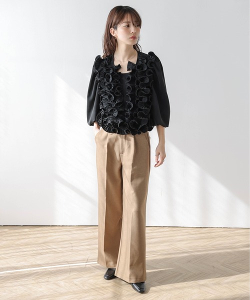AMELY(エミリー)の「フロントフリルデザインブラウス(シャツ/ブラウス・レディース・ブラック/ホワイト・フリー)」の9枚目の写真