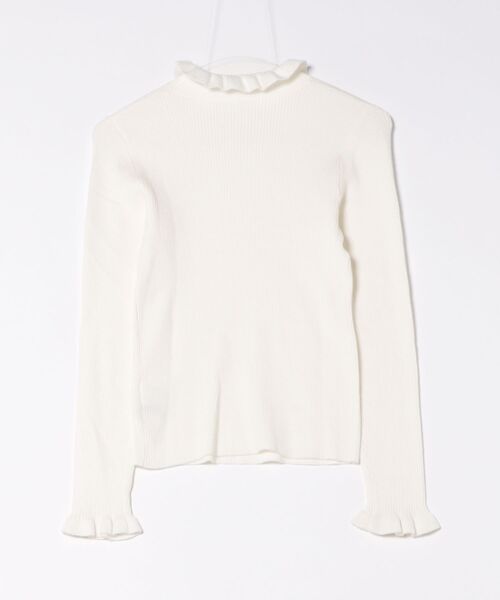 SWINGLE(スウィングル)の「フリルネックリブニットプルオーバー(Tシャツ/カットソー・レディース・オフホワイト/ブラック/ピンク/サックスブルー・フリー)」の5枚目の写真