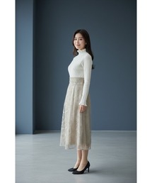 SWINGLE | フリルネックリブニットプルオーバー(Tシャツ/カットソー)