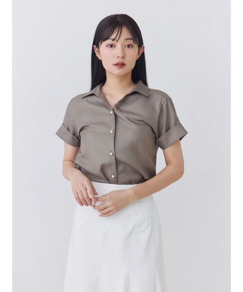 セール】パール釦スキッパーカフスシャツ（シャツ/ブラウス）｜TONAL
