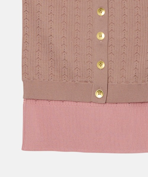 LE CIEL BLEU（ルシェルブルー）の「リブドアイレットスリーブレストップ / Ribbed Eyelet Sleeveless Top（ニット/セーター・レディース・ライトブルー/ピンク・36）」の11枚目の写真