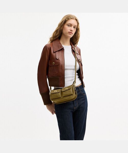 COACH　コーチ ショルダーバッグ ターンロック グリーン レザー オールドコーチ ☆ USA製 ターンロック レザー ショルダーバッグ