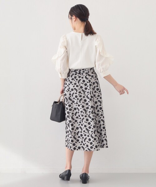 index（インデックス）の「フリルスリーブドッキングポンチトップス【洗濯機OK】（Tシャツ/カットソー・レディース・オフホワイト/ブラック/ピンク・36/40/38）」の7枚目の写真