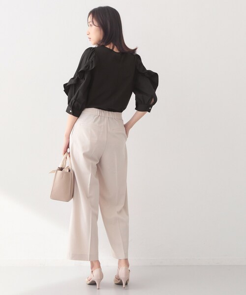 index（インデックス）の「フリルスリーブドッキングポンチトップス【洗濯機OK】（Tシャツ/カットソー・レディース・オフホワイト/ブラック/ピンク・36/40/38）」の11枚目の写真