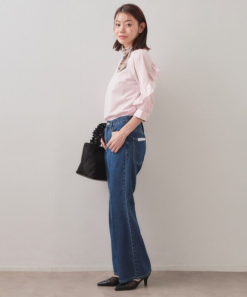 index（インデックス）の「フリルスリーブドッキングポンチトップス【洗濯機OK】（Tシャツ/カットソー・レディース・オフホワイト/ブラック/ピンク・36/40/38）」の15枚目の写真