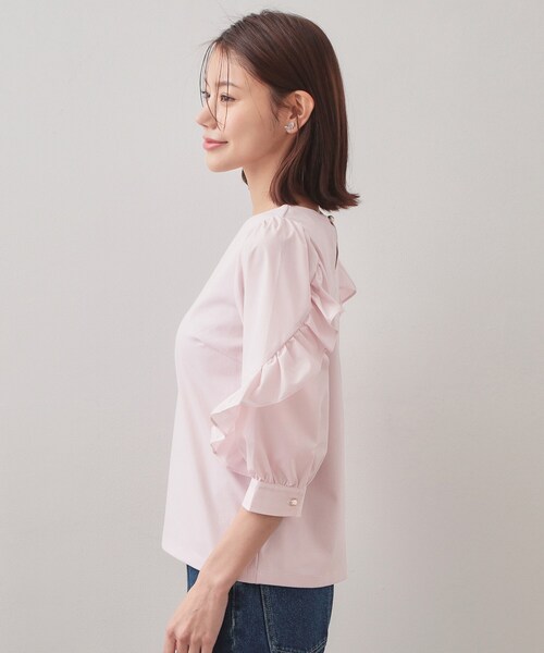 index（インデックス）の「フリルスリーブドッキングポンチトップス【洗濯機OK】（Tシャツ/カットソー・レディース・オフホワイト/ブラック/ピンク・36/40/38）」の18枚目の写真