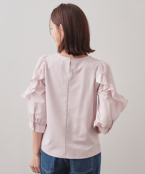 index（インデックス）の「フリルスリーブドッキングポンチトップス【洗濯機OK】（Tシャツ/カットソー・レディース・オフホワイト/ブラック/ピンク・36/40/38）」の19枚目の写真