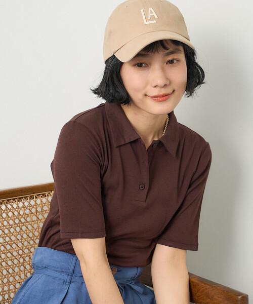 FREAK'S STORE(フリークスストア)の「シアーコットン ポロ襟 Tシャツ(Tシャツ/カットソー・レディース・ブラック/レモンイエロー/ブラウン/レッド・フリ-)」の5枚目の写真