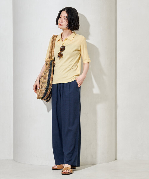 FREAK'S STORE(フリークスストア)の「シアーコットン ポロ襟 Tシャツ(Tシャツ/カットソー・レディース・ブラック/レモンイエロー/ブラウン/レッド・フリ-)」の19枚目の写真