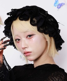 myu:loret（ミュウロレット）の「リボン×フリルレースキャップ（キャップ）」