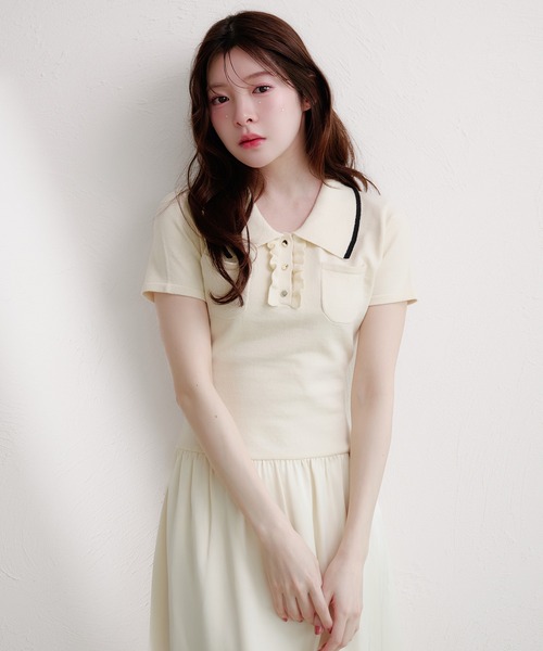 fupel(フぺル)の「docking polo knit onepiece / ドッキングポロニットワンピース(ワンピース・レディース・ネイビー/アイボリー・FREE)」の10枚目の写真