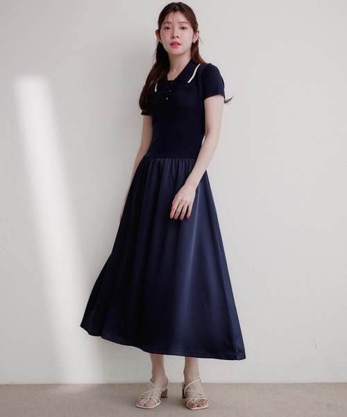 fupel(フぺル)の「docking polo knit onepiece / ドッキングポロニットワンピース(ワンピース・レディース・ネイビー/アイボリー・FREE)」の21枚目の写真