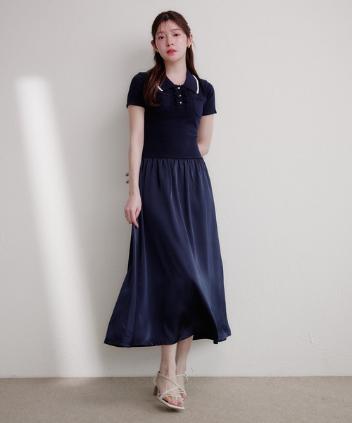 fupel(フぺル)の「docking polo knit onepiece / ドッキングポロニットワンピース(ワンピース・レディース・ネイビー/アイボリー・FREE)」の18枚目の写真