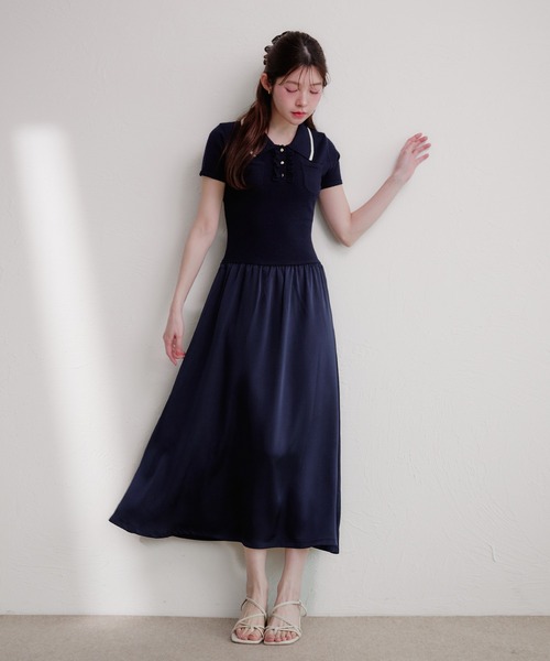 fupel(フぺル)の「docking polo knit onepiece / ドッキングポロニットワンピース(ワンピース・レディース・ネイビー/アイボリー・FREE)」の19枚目の写真