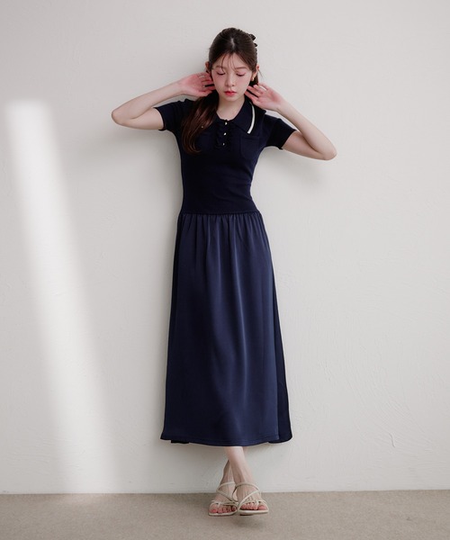fupel(フぺル)の「docking polo knit onepiece / ドッキングポロニットワンピース(ワンピース・レディース・ネイビー/アイボリー・FREE)」の20枚目の写真