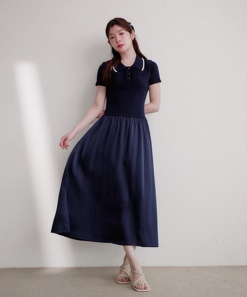 fupel(フぺル)の「docking polo knit onepiece / ドッキングポロニットワンピース(ワンピース・レディース・ネイビー/アイボリー・FREE)」の22枚目の写真