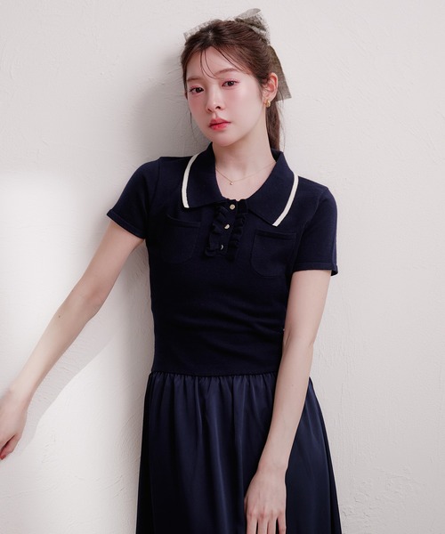docking polo knit onepiece / ドッキングポロニットワンピース