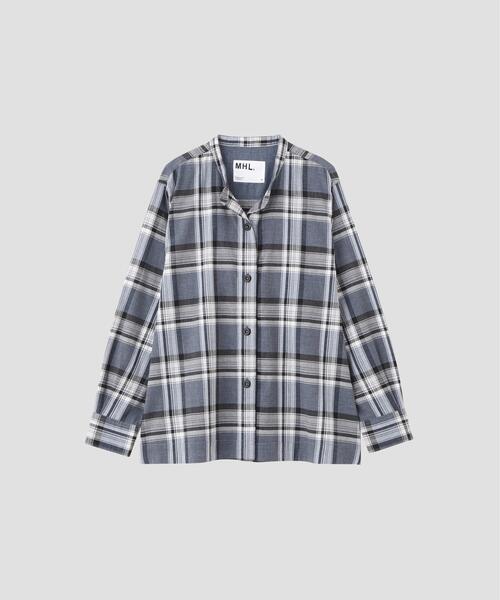 MHL.（エムエイチエル）の「TOP DYED COTTON POPLIN（シャツ/ブラウス・レディース・ブルー/チェック・2/1）」の4枚目の写真