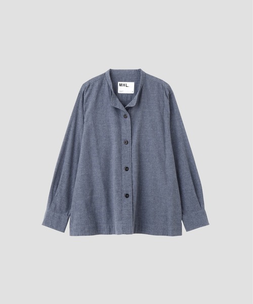 MHL.（エムエイチエル）の「TOP DYED COTTON POPLIN（シャツ/ブラウス・レディース・ブルー/チェック・2/1）」の4枚目の写真