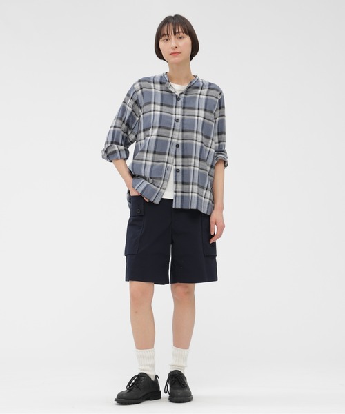 MHL.（エムエイチエル）の「TOP DYED COTTON POPLIN（シャツ/ブラウス・レディース・ブルー/チェック・2/1）」の6枚目の写真
