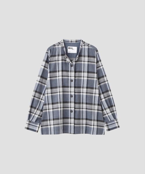 MHL.（エムエイチエル）の「TOP DYED COTTON POPLIN（シャツ/ブラウス・レディース・ブルー/チェック・2/1）」の9枚目の写真